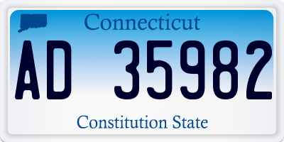 CT license plate AD35982