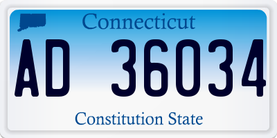 CT license plate AD36034