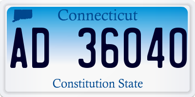 CT license plate AD36040