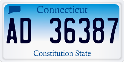 CT license plate AD36387