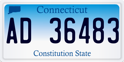 CT license plate AD36483