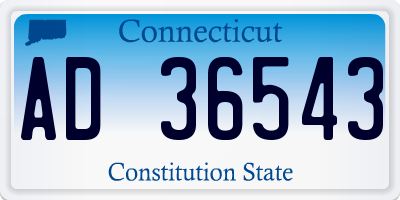 CT license plate AD36543