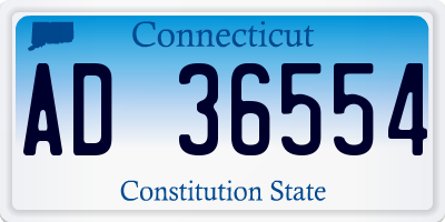CT license plate AD36554