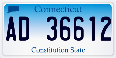 CT license plate AD36612