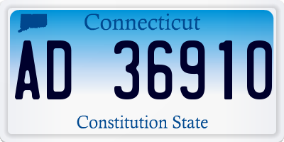 CT license plate AD36910