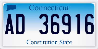 CT license plate AD36916