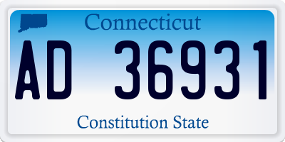 CT license plate AD36931