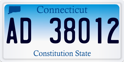 CT license plate AD38012