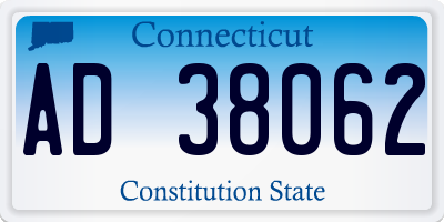 CT license plate AD38062