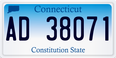 CT license plate AD38071