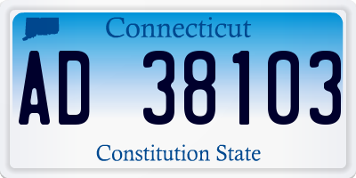 CT license plate AD38103