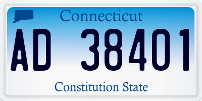 CT license plate AD38401