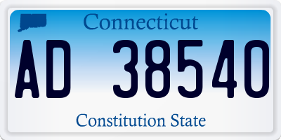 CT license plate AD38540