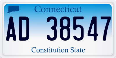 CT license plate AD38547