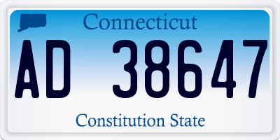 CT license plate AD38647