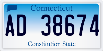 CT license plate AD38674