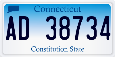 CT license plate AD38734