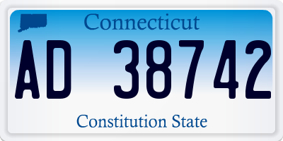 CT license plate AD38742