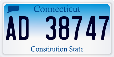 CT license plate AD38747