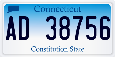 CT license plate AD38756