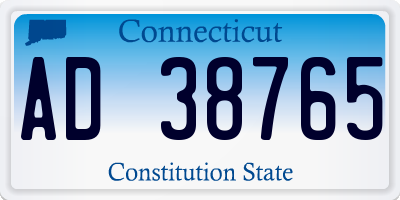 CT license plate AD38765