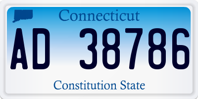 CT license plate AD38786
