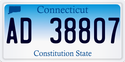CT license plate AD38807
