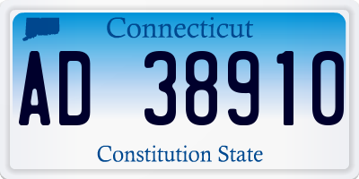 CT license plate AD38910