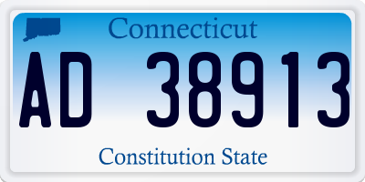 CT license plate AD38913