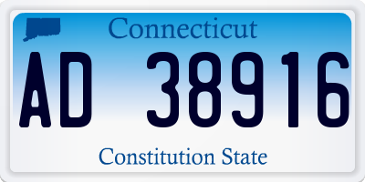 CT license plate AD38916