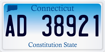 CT license plate AD38921