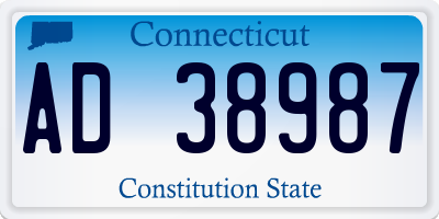 CT license plate AD38987