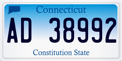 CT license plate AD38992