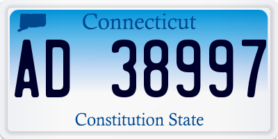 CT license plate AD38997