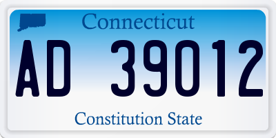CT license plate AD39012