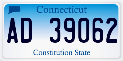 CT license plate AD39062