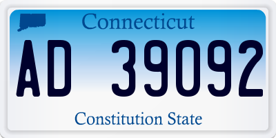 CT license plate AD39092