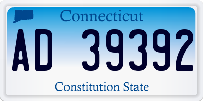 CT license plate AD39392