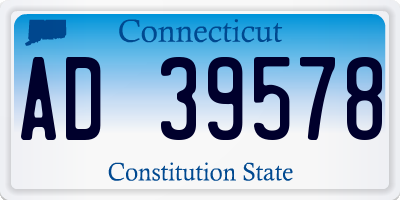 CT license plate AD39578