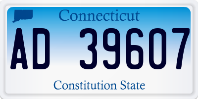 CT license plate AD39607