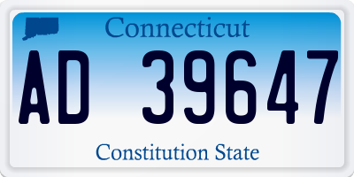 CT license plate AD39647