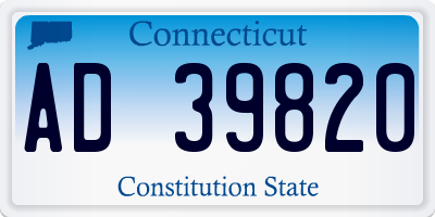 CT license plate AD39820