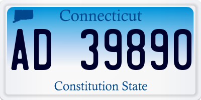 CT license plate AD39890
