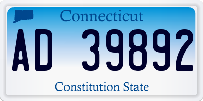 CT license plate AD39892