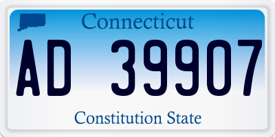 CT license plate AD39907