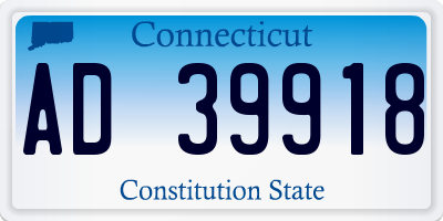CT license plate AD39918