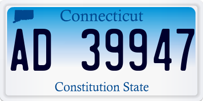 CT license plate AD39947