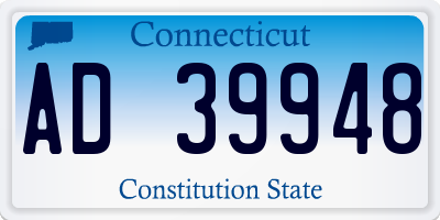 CT license plate AD39948