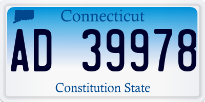 CT license plate AD39978
