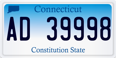 CT license plate AD39998